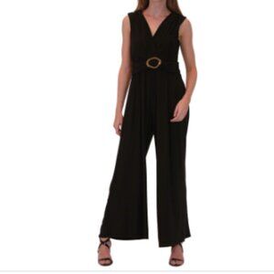 Robbie Bee Womens Belted Jumpsuit, Style Large